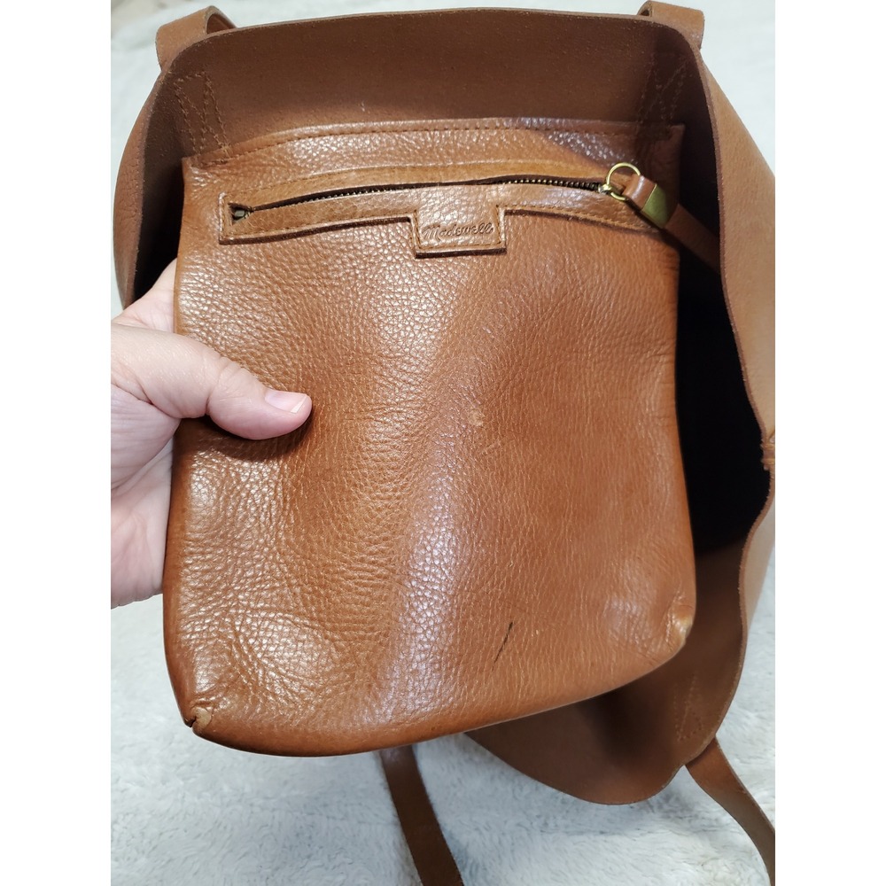 Madewell Tan Leather Large Tote Purse Bag Classic Clean Girl Boho Minimalist - Picture 11 of 14